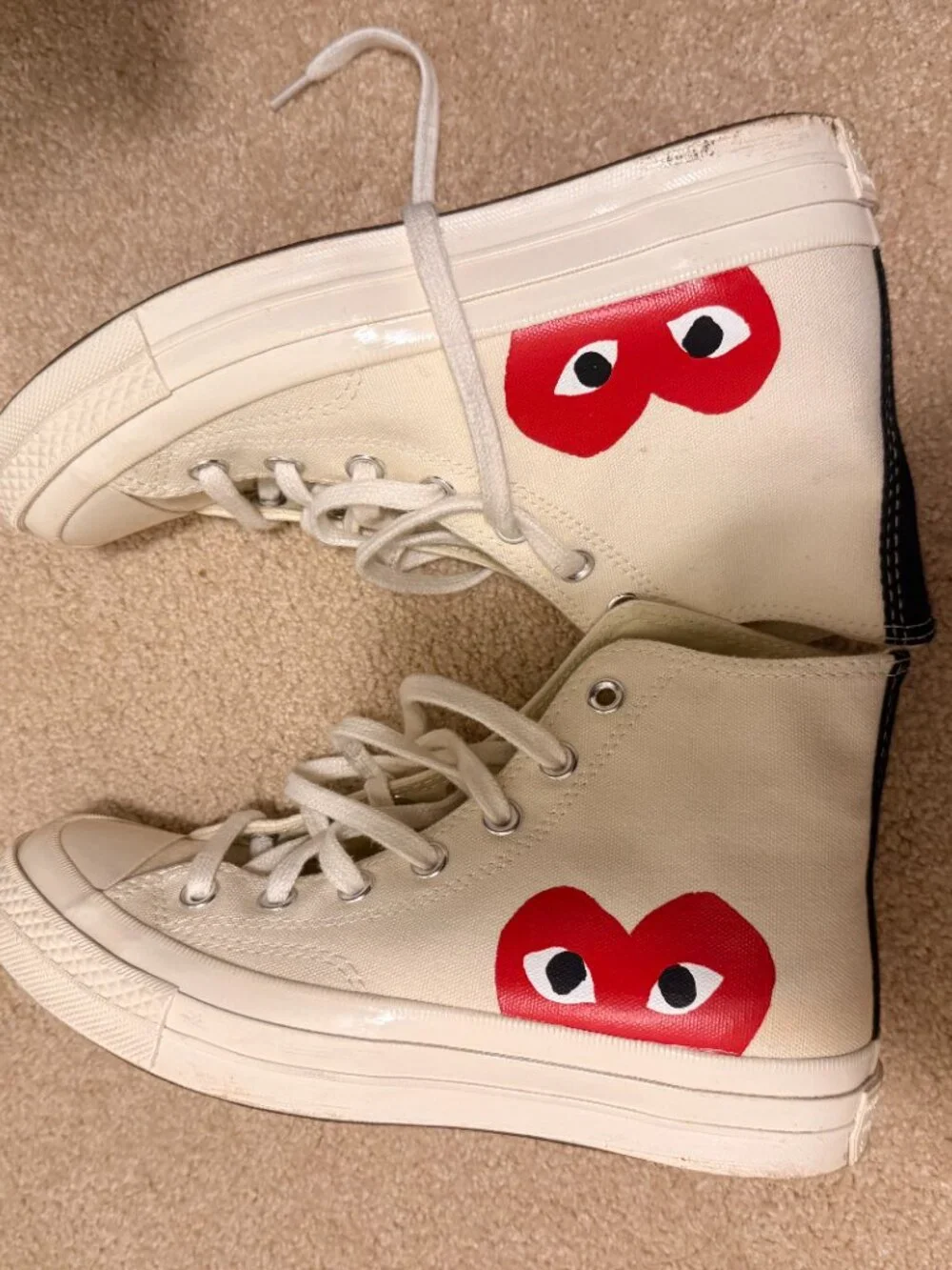 CDG PLAY x Converse Chuck Taylor Large Emblem High Top Sneakers Sz 7.5